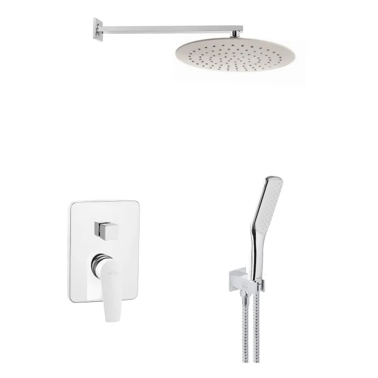 Invena Zestaw podtynkowy z baterią podtynkową 2-funkcyjną Dokos biały/chrom BS-19-BK2-A Invena Zestaw podtynkowy z baterią podtynkową 2-funkcyjną Dokos biały/chrom BS-19-BK2-A