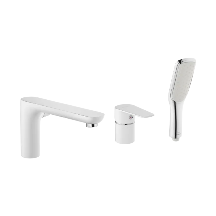 Invena Bateria wannowa 3-otworowa Dokos biały/chrom BW-19-S02-V Invena Bateria wannowa 3-otworowa Dokos biały/chrom BW-19-S02-V