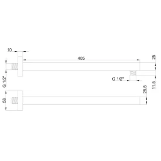 Invena Ramię natryskowe czarne SC-D1-078-S