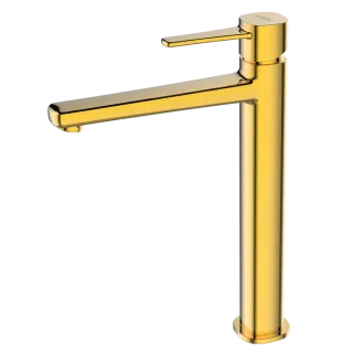 Invena Wysoka bateria umywalkowa Glamour złota BU-02-W09-V