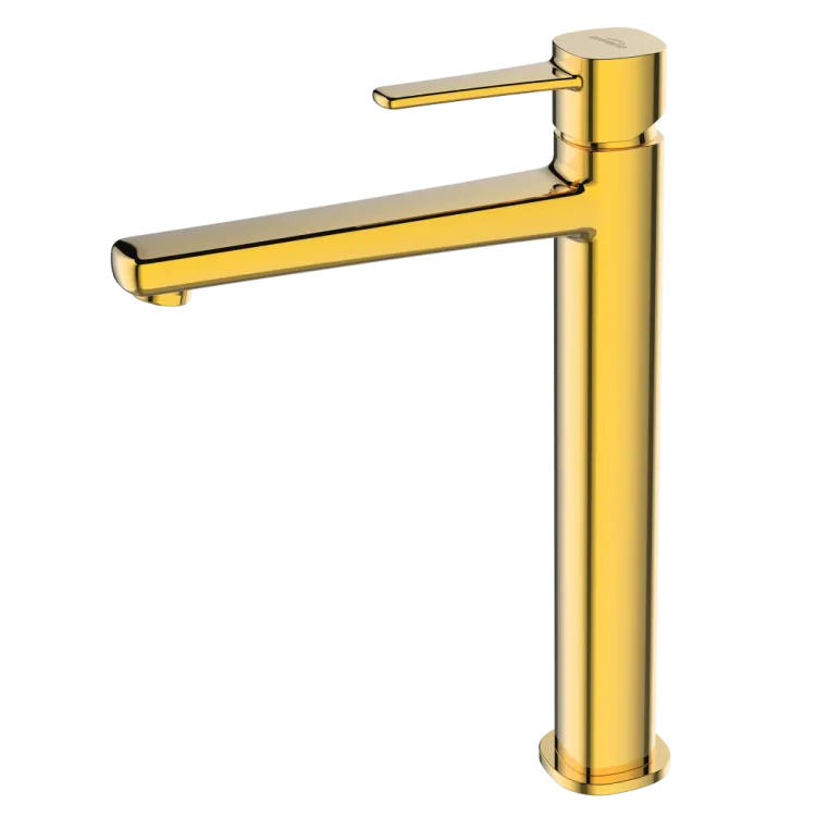 Invena Wysoka bateria umywalkowa Glamour złota BU-02-W09-V