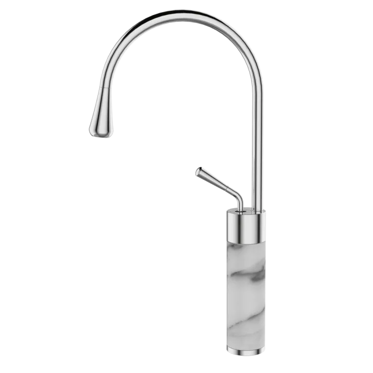Invena Wysoka bateria umywalkowa GABRO biały/chrom BU-33-W02-V