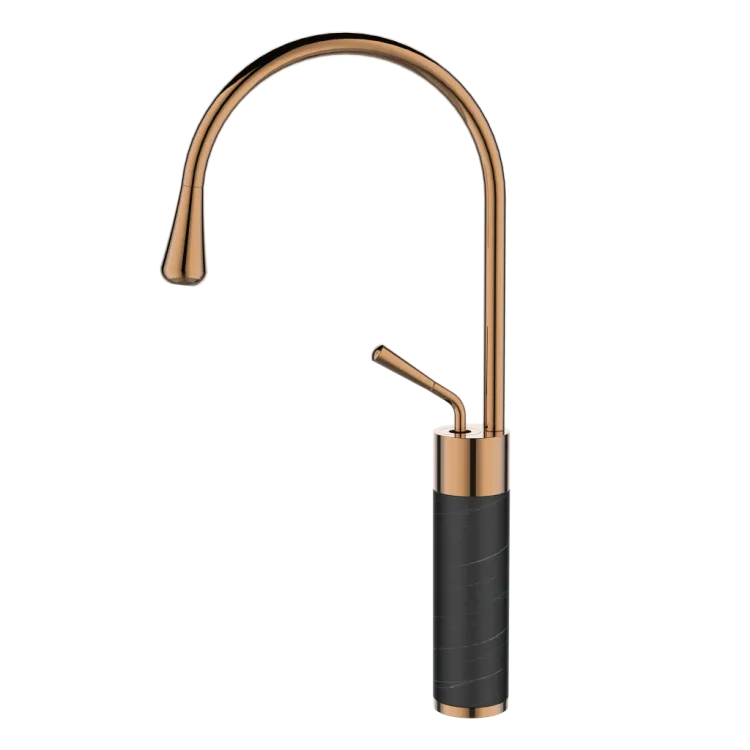 Invena Wysoka bateria umywalkowa GABRO czarny/miedź BU-33-W14-V