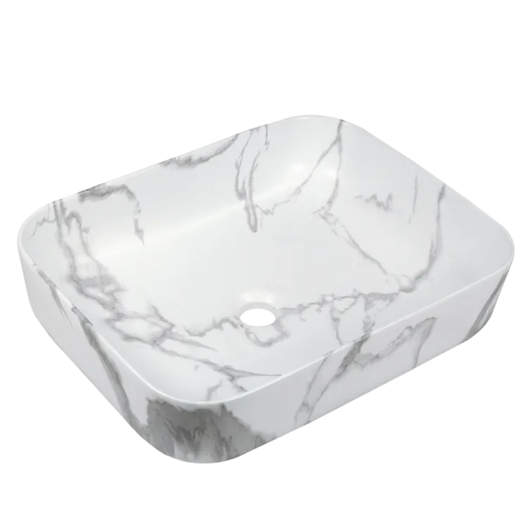 Invena Umywalka nablatowa FLORINA biały mat marmur CE-40-706-C