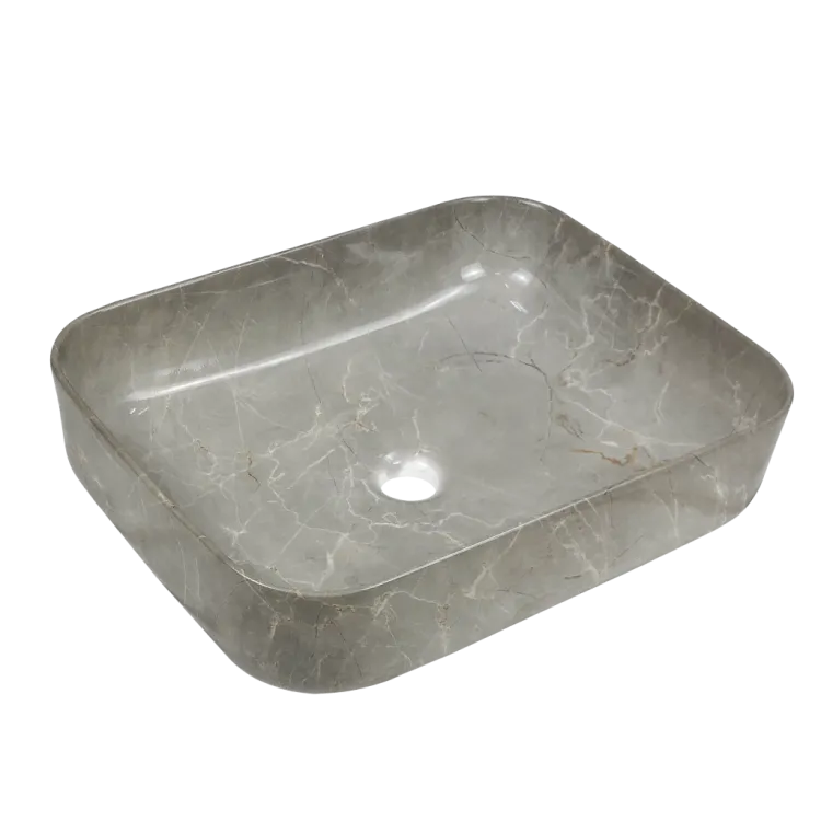 Invena Umywalka nablatowa FLORINA szary połysk marmur CE-40-705-C