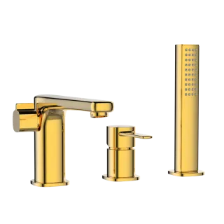 Invena Bateria wannowa 3-otworowa Glamour złoty BW-02-S09-V