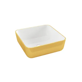 Invena Umywalka nablatowa MALAGA biało/złoty CE-39-013-W