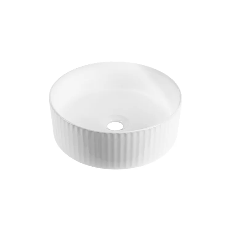 Invena Umywalka nablatowa Glamour ryflowana, biały połysk CE-63-001-C Invena Umywalka nablatowa Glamour ryflowana, biały połysk CE-63-001-C