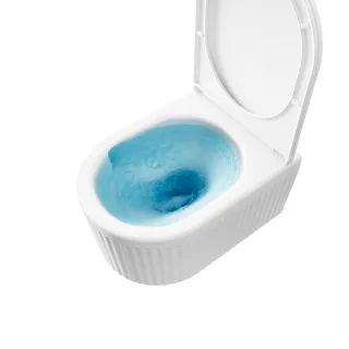 Invena Podwieszana, ryflowana miska WC Glamour z systemem cichego spłukiwania (QFS) i deską wolnoopadjącą CE-92-001-L
