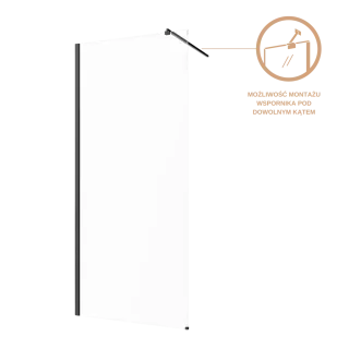 Invena Kabina walk-in szkło transparentne profil czarny...