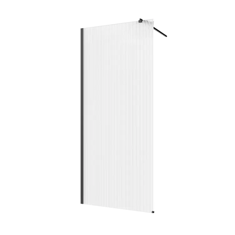 Invena Kabina walk-in szkło ryflowane profil czarny AK-32-125-S