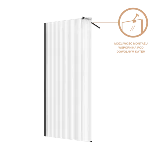 Invena Kabina walk-in szkło ryflowane profil czarny AK-32-195-S