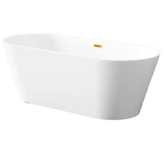 Invena Wolnostojąca wanna Limnos, 170 cm w komplecie z syfonem i korkiem/odpływem w kolorze złotym AN-00-190-KPL