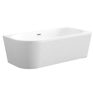 Invena Wolnostojąca wanna przyścienna, ryflowana Glamour, 170 cm, prawostronna AN-02-11P-KPL