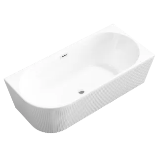 Invena Wolnostojąca wanna przyścienna, ryflowana Glamour, 170 cm, prawostronna AN-02-11P-KPL