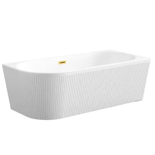 Invena Wolnostojąca wanna przyścienna, ryflowana Glamour 170 cm, prawostronna AN-02-19P-KPL