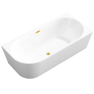 Invena Wolnostojąca wanna przyścienna, ryflowana Glamour 170 cm, prawostronna AN-02-19P-KPL