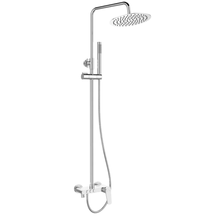 Invena Deszczownia z baterią natryskową Alonia chrom AU-70-D01-V Invena Deszczownia z baterią natryskową Alonia chrom AU-70-D01-V
