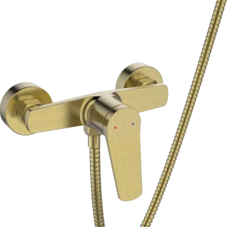 Invena Bateria natryskowa z zestawem natryskowym Alonia złoto szczotkowane BN-70-009-V