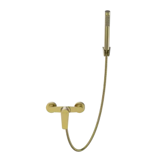 Invena Bateria natryskowa z zestawem natryskowym Alonia złoto szczotkowane BN-70-009-V