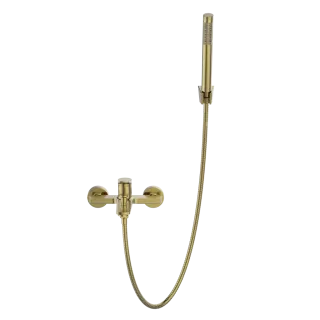 Invena Bateria wannowa z zestawem natryskowym Alonia złoto szczotkowane BW-70-009-V