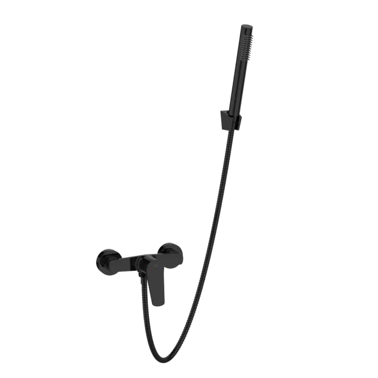 Invena Bateria natryskowa z zestawem natryskowym Alonia czarny połysk BN-70-004-V