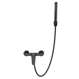 Invena Bateria natryskowa z zestawem natryskowym Alonia czarny połysk BN-70-004-V