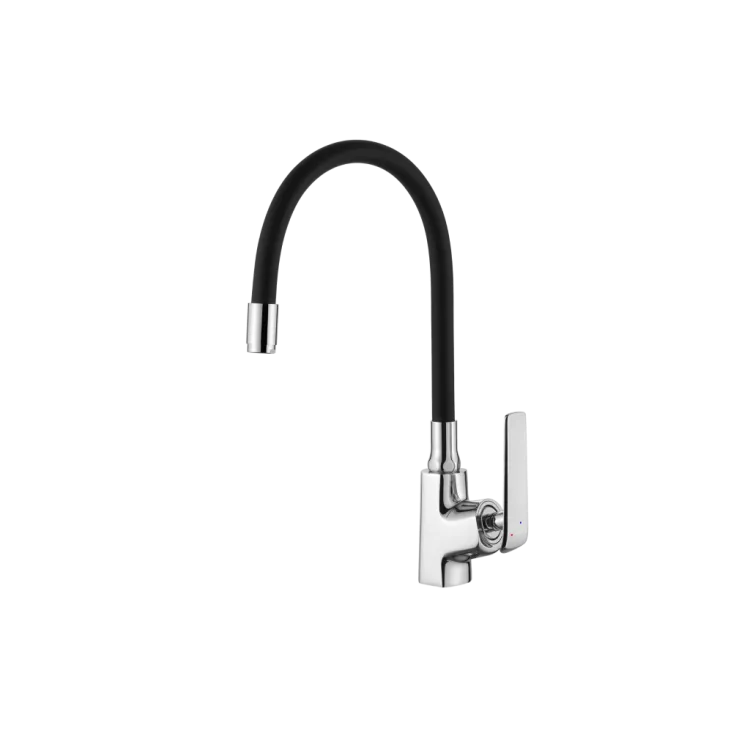 Invena Bateria zlewozmywakowa z elastyczną wylewką i systemem Eco Start Ligaria, chrom/czarny BZ-39-008-L
