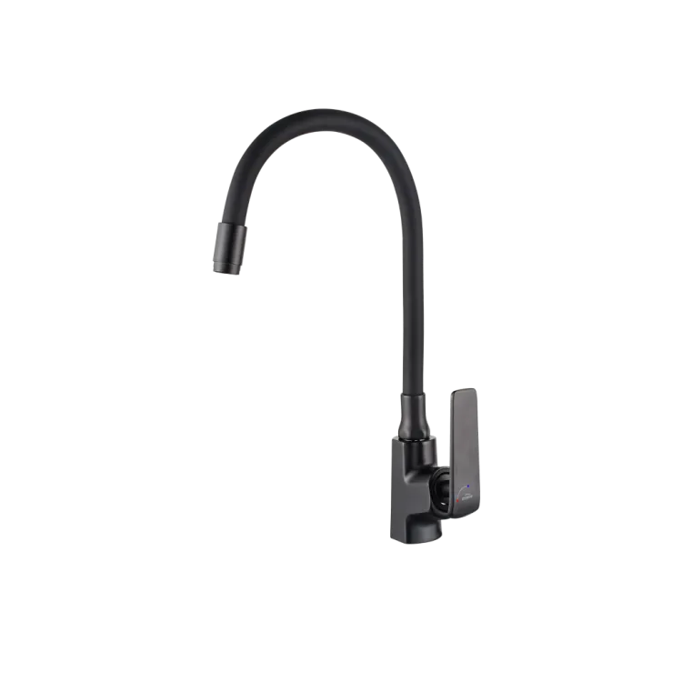 Invena Bateria zlewozmywakowa z elastyczną wylewką i systemem Eco Start Ligaria, czarny BZ-39-004-L