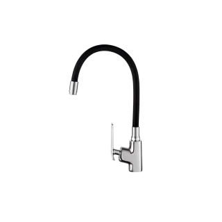 Invena Bateria zlewozmywakowa z elastyczną wylewką i systemem Eco Start Ligaria, chrom/czarny BZ-39-008-L