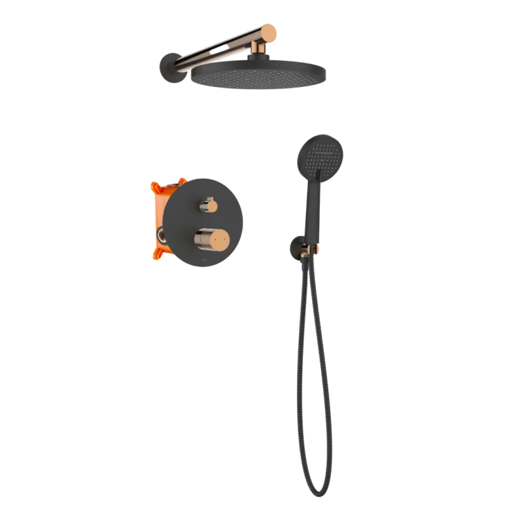 Invena Zestaw podtynkowy z 2-funkcyjną baterią podtynkową Moonlight czarny/rose gold BS-77-014-V Invena Zestaw podtynkowy z 2-funkcyjną baterią podtynkową Moonlight czarny/rose gold BS-77-014-V