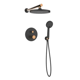 Invena Zestaw podtynkowy z 2-funkcyjną baterią podtynkową Moonlight czarny/rose gold BS-77-014-V