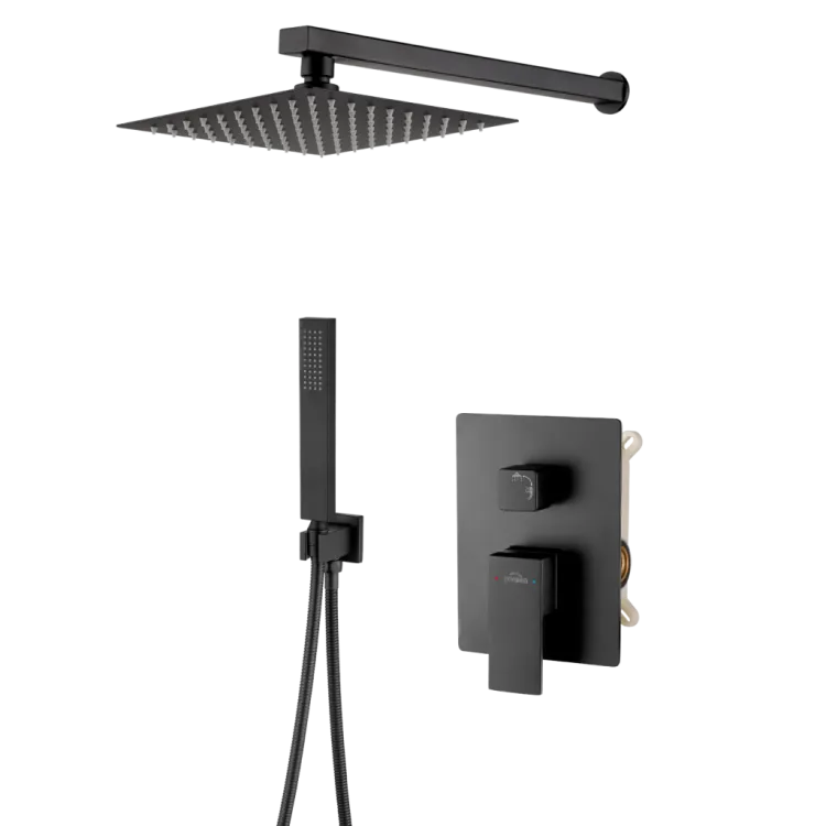 Invena Zestaw podtynkowy z 2-funkcyjną baterią podtynkową Paros czarny BS-09-004-L