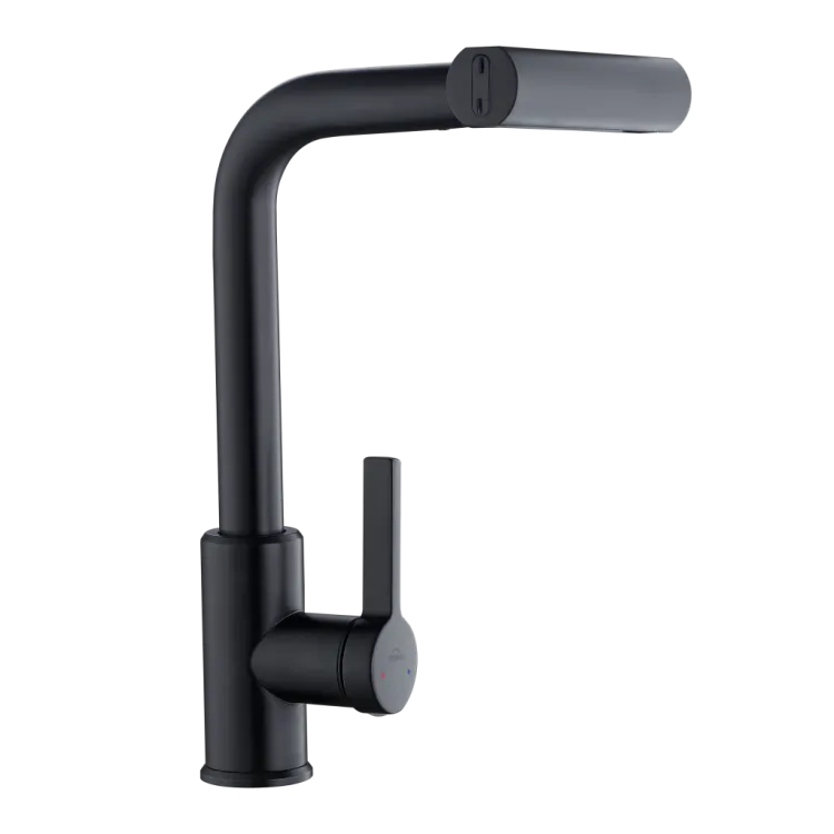 Invena Bateria zlewozmywakowa 4-funkcyjna z wyciąganą wylewką Nelia, czarny BZ-34-004-A