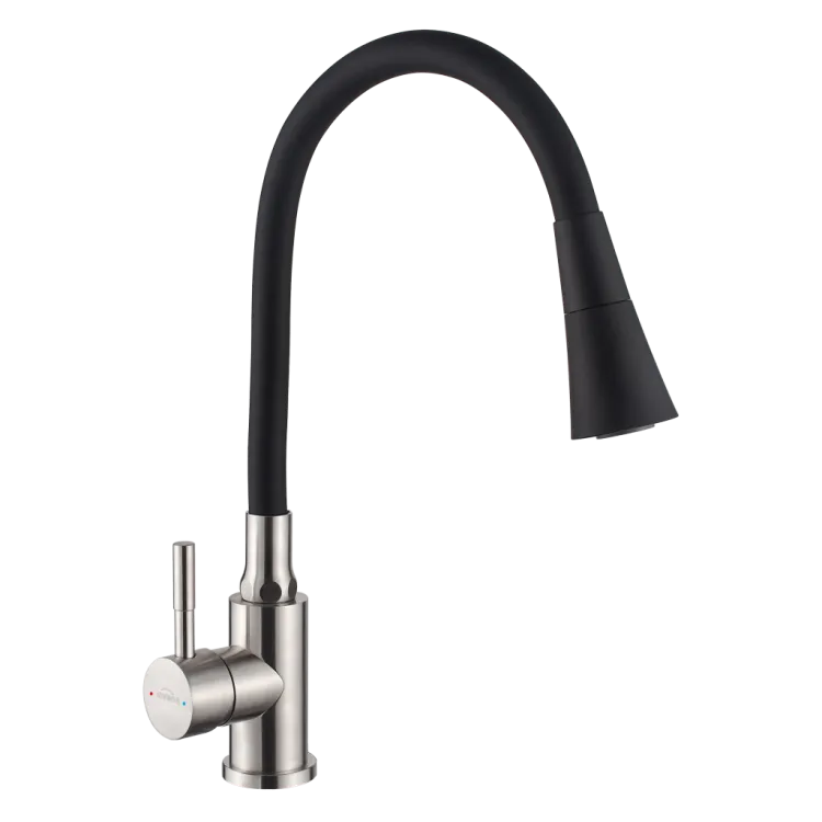 Invena Bateria zlewozmywakowa z 2-funkcyjną, elastyczną wylewką Gabi, inox / czarny BZ-87-043-L