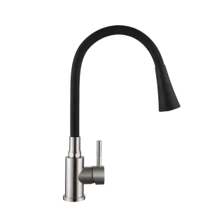 Invena Bateria zlewozmywakowa z 2-funkcyjną, elastyczną wylewką Gabi, inox / czarny BZ-87-043-L