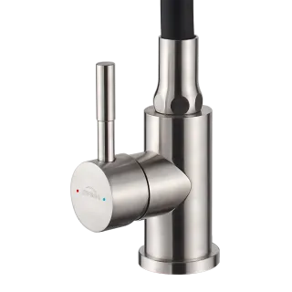 Invena Bateria zlewozmywakowa z 2-funkcyjną, elastyczną wylewką Gabi, inox / czarny BZ-87-043-L