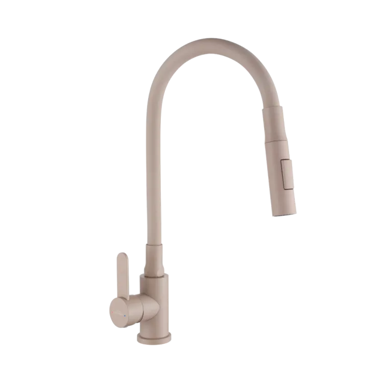 Invena Bateria zlewozmywakowa z 2-funkcyjną, elastyczną wylewką Dalis, beżowy BZ-64-003-L