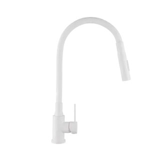 Invena Bateria kuchenna z 2-funkcyjną, elastyczną wylewką Dalis, biały BZ-64-002-L