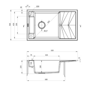 Deante Magnetic Zlewozmywak granitowy magnetyczny jednokomorowy z ociekaczem ZRM N113