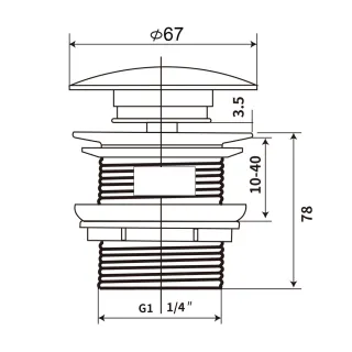 Elita KOREK UMYWALKOWY KLIK-KLAK Z PRZELEWEM LIGHT GREY MATT RE090000035870