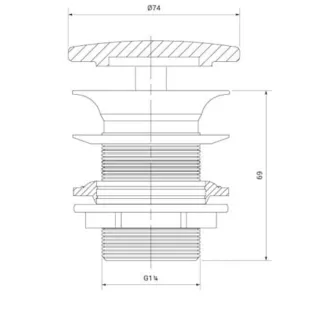 Kontra Ceramiczny korek do umywalek bez przelewu antracyt matowy K11-2379