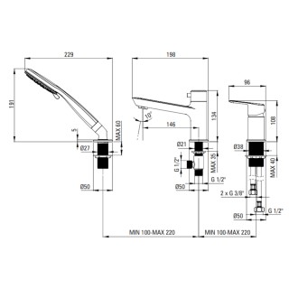 Deante Arnika Bateria wannowa 3-otworowa titanium BQA_D13M