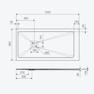 Excellent Arda Brodzik prostokątny kompozytowy 120x90cm beton BREX.1503.120.090.CON