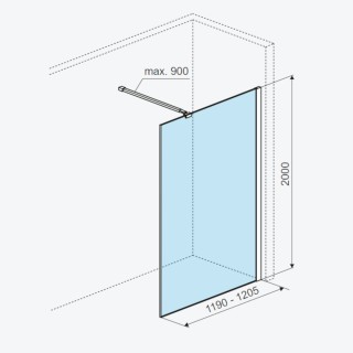 Excellent Vidoq Ścianka prysznicowa prosta walk-in 120x200cm powłoka clean control chrom KAEX.1506.1200.LP.CR