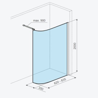 Excellent Vidoq Ścianka prysznicowa gięta walk-in 83x200cm powłoka clean control czarny mat KAEX.1507.830.LP.BL