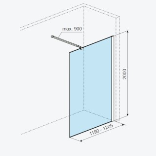 Excellent Vidoq Ścianka prysznicowa prosta walk-in 120x200cm powłoka clean control złoty połysk KAEX.1506.1200.LP.GL