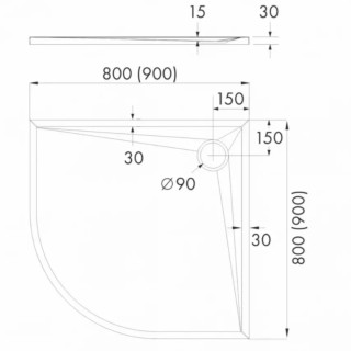 Libra Brodzik półokrągły gładki 80x80x3cm R55 3SP.L10-8080