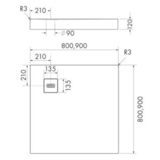 Schedpol Schedline Nonlimits brodzik 80x80cm White Stone 3ST.N1K-8080/B/ST-M1/B/ST