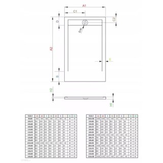 Teos Brodzik prostokątny 100X90 biały HTF10090-04